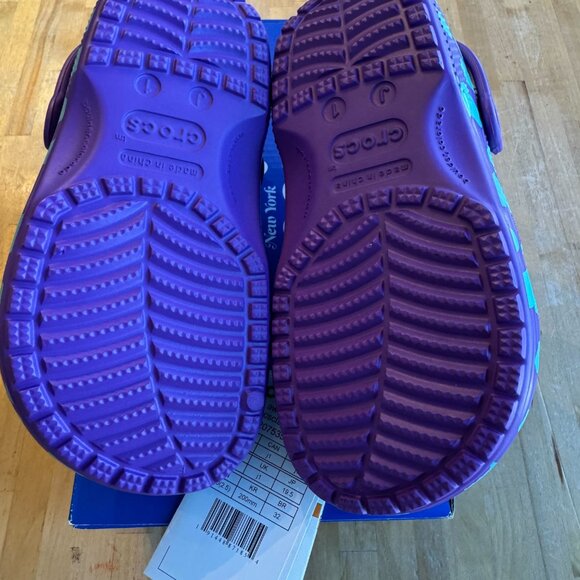 Awake NY x Crocs Classic Clog "Neon Purple" (Juniors) Sz J1 NEW - Picture 4 of 7